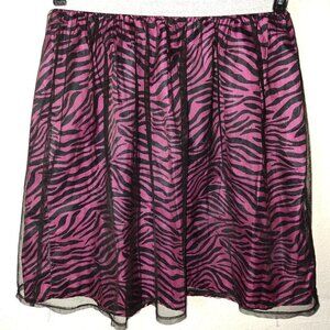 Wonder Nation Black Purple Zebra Print w/ Tulle Midi Skirt Girls Size L 10-12